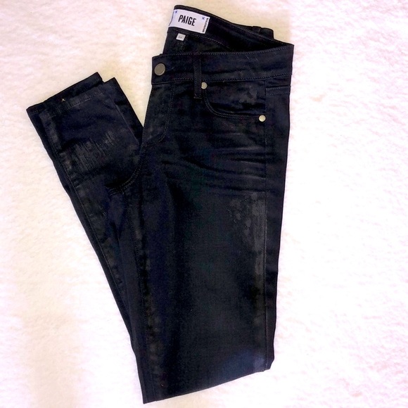 PAIGE Coated Leather Look Jeans - Picture 2 of 13